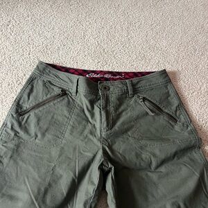 Eddie Bauer lined  Olive Chinos with Red Plaid flannel lining